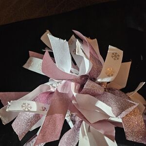 Glittery Pink and White Ribbon Hair Scrunchie!Beautiful And Glittery